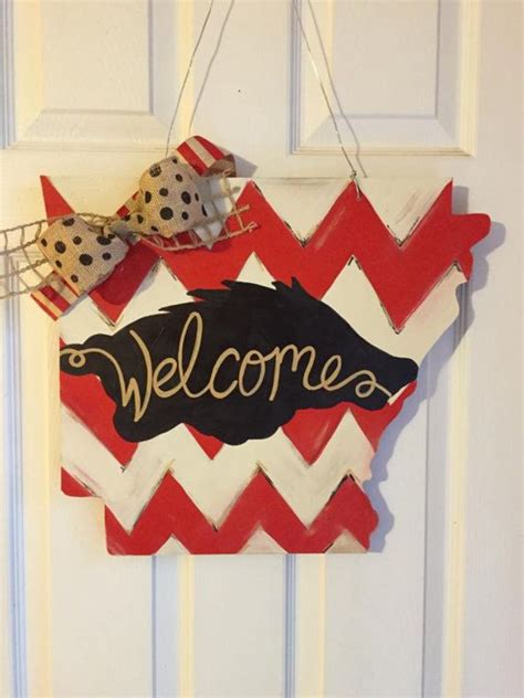 Arkansas Razorback Door Hanger Crafts Door Decorations Door Hangers