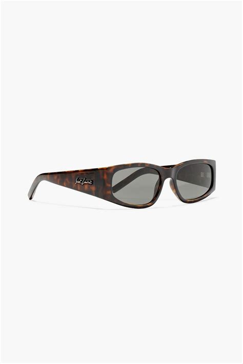 Saint Laurent Square Frame Tortoiseshell Print Acetate Sunglasses The