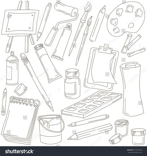 Art Supplies Vector Sketch Stock Vector (Royalty Free) 471872780 ...