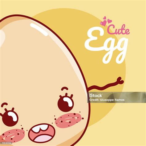 Cute Egg Kawaii Cartoon Stock Illustration Download Image Now Art