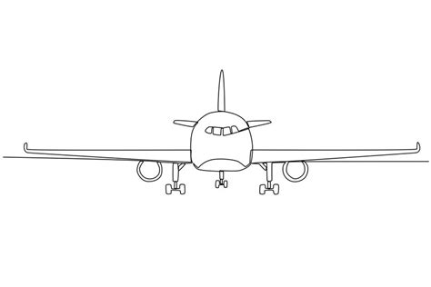 空を飛んでいる飛行機の背面図 パイロットと飛行機の線画 プレミアムベクター