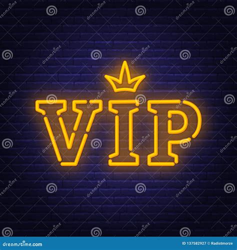 Vip Neon Sign Glowing Lettering With Crown Stock Illustration Illustration Of Glowing Person