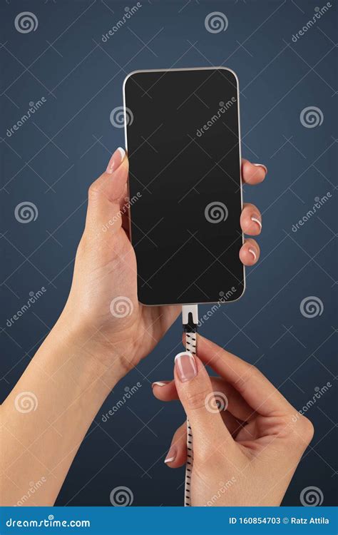 Hand Charging Phone With Low Battery Stock Image Image Of Clock Hand