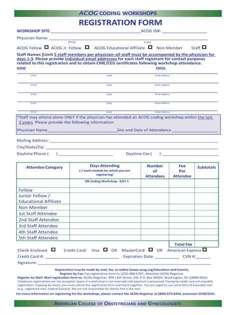 Fillable Online Registration Form Acog Fax Email Print Pdffiller