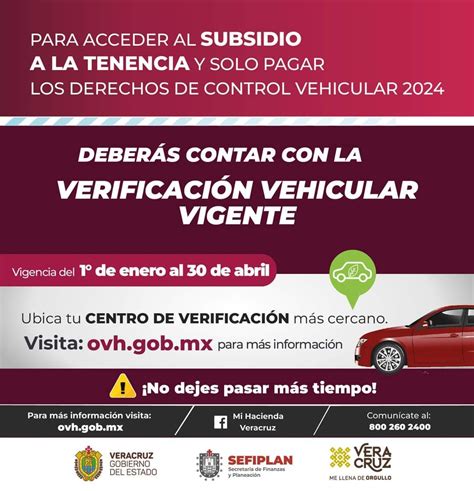 Subsidio a tenencia 2024 solo con verificación vehicular