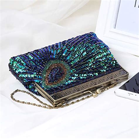 BABEYOND 1920s Flapper Peacock Clutch Gatsby Sequined Handbag Roaring