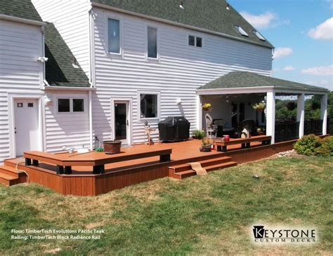 TimberTech Evolutions Pacific Teak Deck With Custom Open Porch And Benches