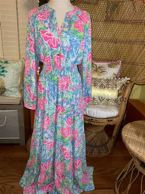 Lilly Pulitzer Nwt Pauline Maxi Dress Zanzibar Blue Bunny Business