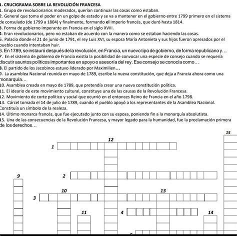 crucigrama de la revolución francesa alumnos planeaciondidactica