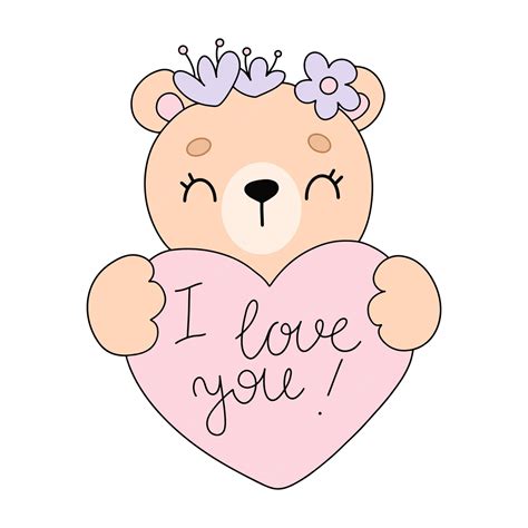 Premium Vector Cute Teddy Bear Holding A Heart With The Text I Love You