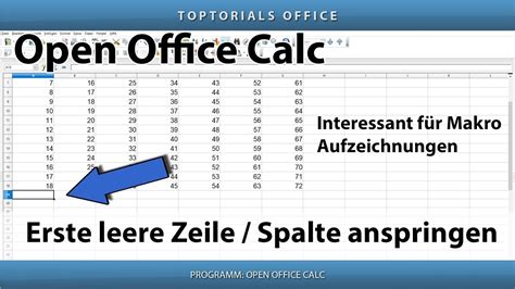 Erste Leere Zeile Oder Spalte Anspringen Openoffice Calc Youtube