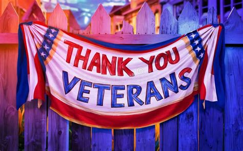 Generative Ai Hand Drawn Thank You Veterans Banner With Patriotic Decorations Stock