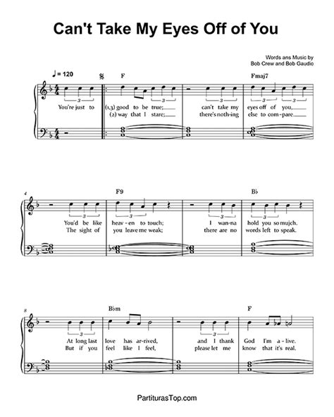 Can T Take My Eyes Off You Partitura Piano Facil Partituras Top