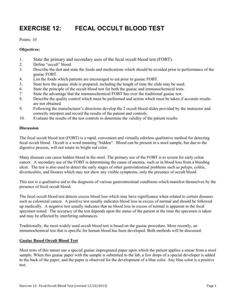 Exercise Fecal Occult Blood Test