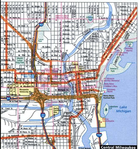 Milwaukee city road map for truck drivers area town toll free highways
