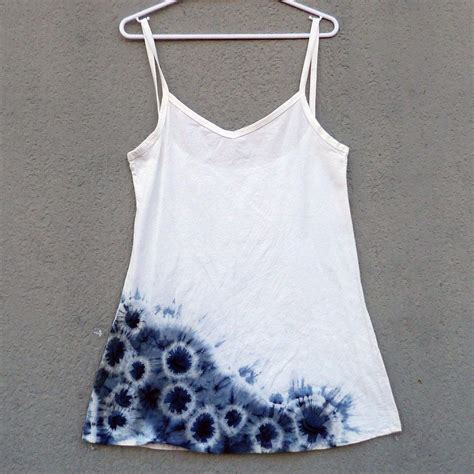 Natural Indigo Hand Dyed Shibori Tie Dye Short Dress Size S Organic