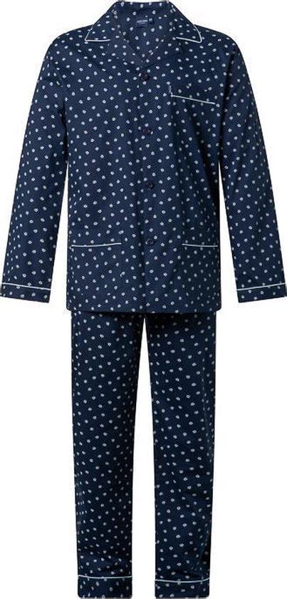 Gentlemen Heren Pyjama Doorknoop MAAT 50 Kroon Marine Poplin