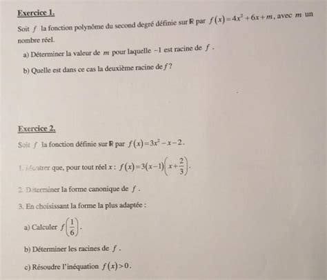 Bonjour Puis Je Avoir De L Aide Pour Ses Deux Exercices De Maths