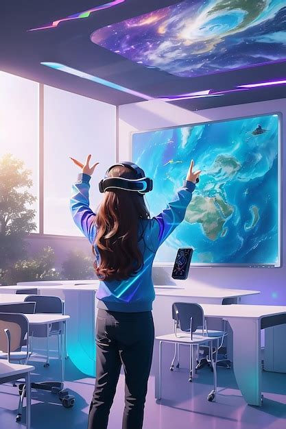 Premium Ai Image A Futuristic Classroom With Holographic Displays