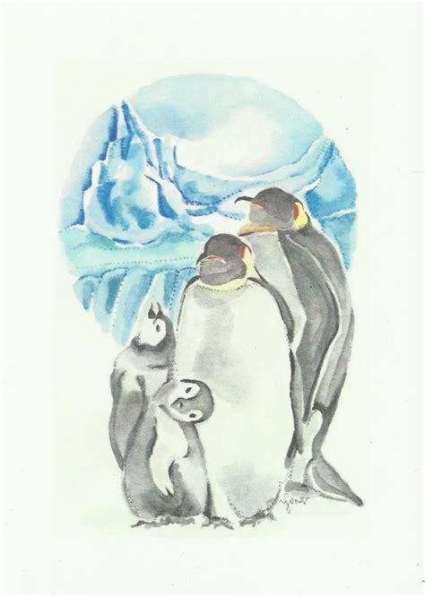 penguin family | Sketches, Watercolor postcard, Humanoid sketch