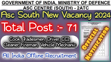 Asc Centre South New Vacancy 2024 Asc South Recruitment 2024 Asc