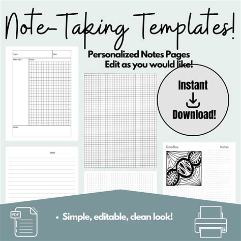 Note-taking Templates EDITABLE Note Taking Journal, Cornell Notes, Dot ...