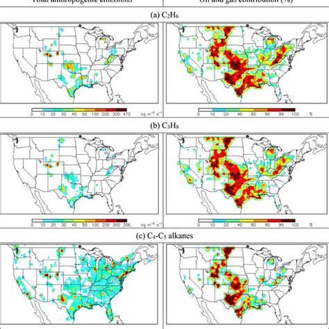 Left Column Spatial Distribution Of Anthropogenic Emissions Of C2H6