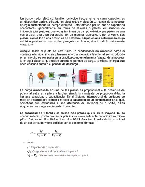 Capacitores Resumen Sobre El Capacitor Y Sus Tipos EM1 StuDocu