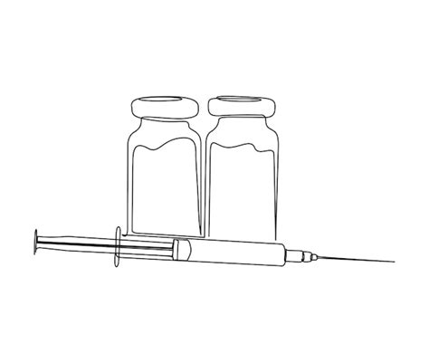 Premium Vector Continuous One Line Drawing Of Syringe And Vial Simple