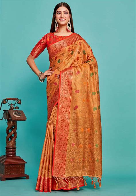 Buy Banarasi Saree In Peach Online SNGA5487 Utsav Fashion