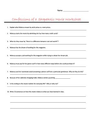 Confessions Of A Shopaholic Worksheet Complete With Ease Airslate