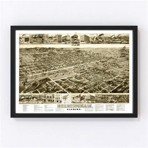 Vintage Map of Birmingham, Alabama 1885 by Ted's Vintage Art