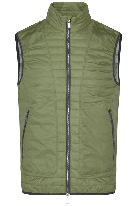 Men Mens Lightweight Vest Olive Silver Daiber