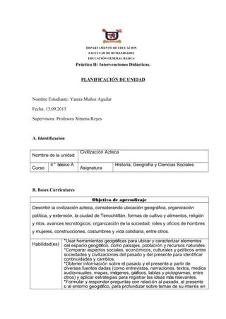 Planificaci N Unidad Historia Yanira Mu Oz Aguilar Pdf