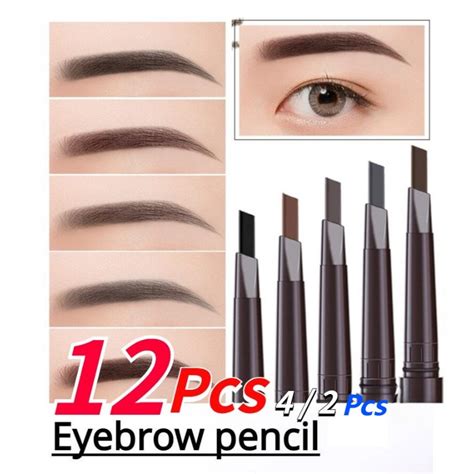 12pcs 4 2 Pcs Eyebrow Pencil 5 Color Automatic Rotation Eyebrow Pen Double Head Waterproof