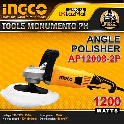 INGCO 1200W Angle Polisher Buffing Machine With Variable Speed AP12008