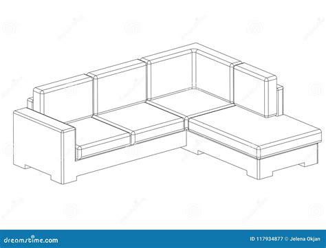 Sofa Architect Blueprint Isolated Stock Illustration Illustration