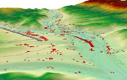 Two views of the 3D model of the Bamiyan area with the extracted rivers ...