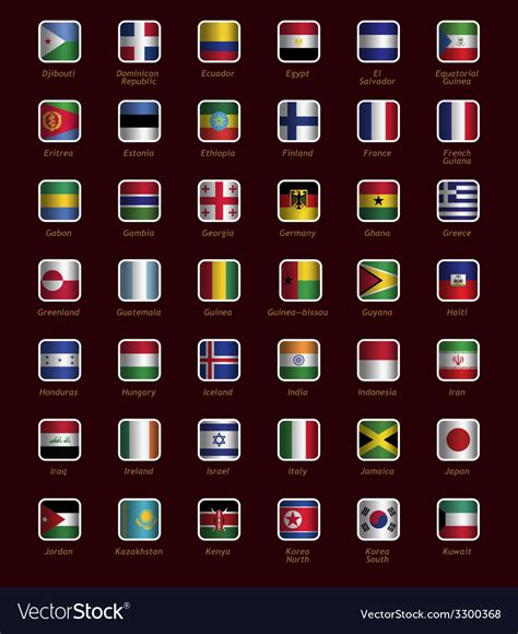 Set Buttons With Flags Royalty Free Vector Image