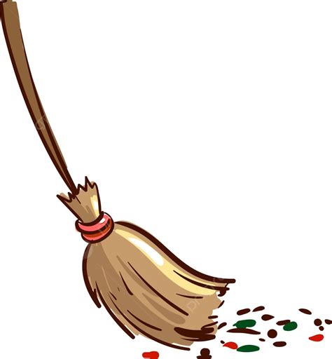 Illustration Of A Broom Sweeping Dirt In Vector Format On A White