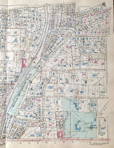 Merion Map Original Main Line Atlas Map Lower Merion Township St