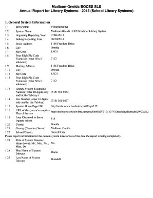 Fillable Online Moboces Madison Oneida BOCES SLS Annual Report For