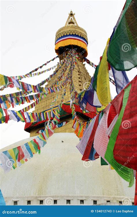 The Colorful Prayer Flags of Boudhanath Stupa in Kathmandu Editorial ...