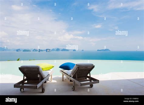 View Of Phang Nga Bay Sun Loungers At The Pool Luxury Hotel Six