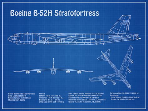 B-52 Stratofortress - Airplane Blueprint. Drawing Plans or Schematics ...