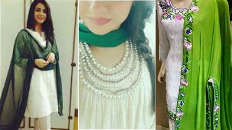 14 August Dresses White Dress With Green Dupatta Combination 2018