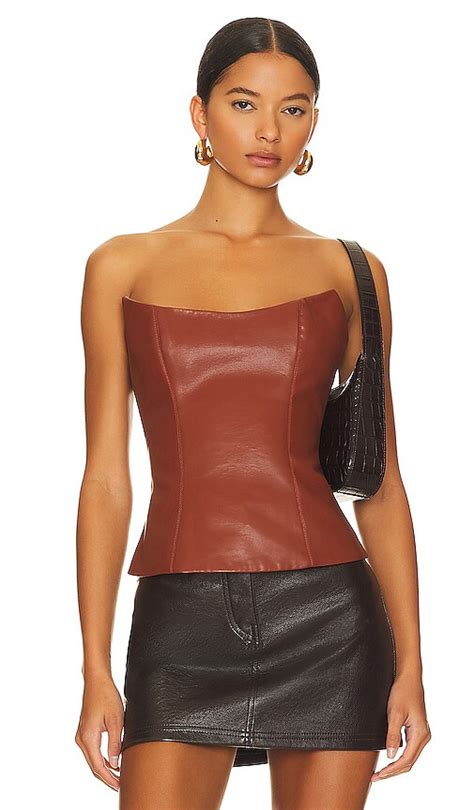 ROZIE CORSETS Leather Corset Top Brown Editorialist