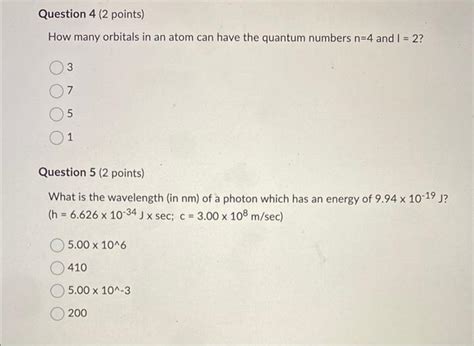 Solved How many orbitals in an atom can have the quantum | Chegg.com