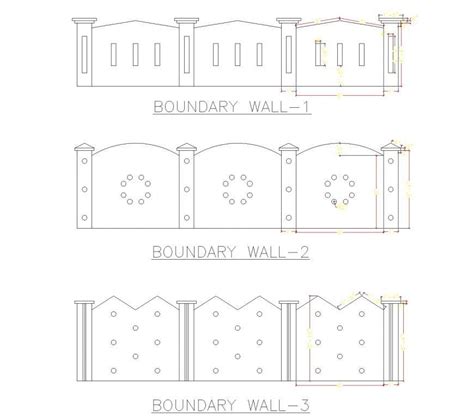 Elevation Boundary Wall Layout File Cadbull