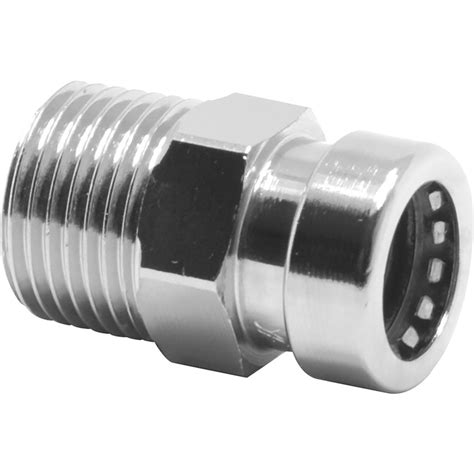 Pegler Yorkshire Tectite Sprint Chrome Push Fit Straight Male Connector 15mm X 1 2 Toolstation